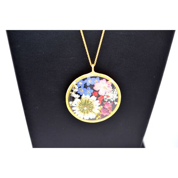 Catherine Weitzman Dried Flowers Pendant Long Necklace - Picture 2 of 3